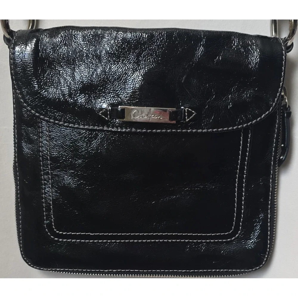 Cole Haan Women's Black Patent Crossbody Bag Adjustable Strap B29578